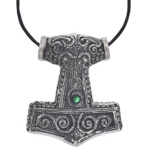 Skane Thors Hammer Viking Necklace - Green