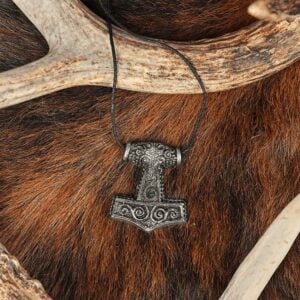 Skane Thors Hammer Viking Necklace - Green