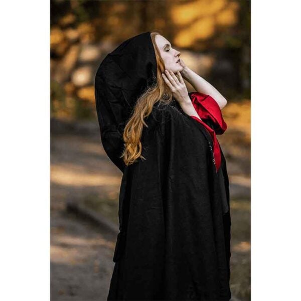 Alma Embroidered Wool Cloak - Black