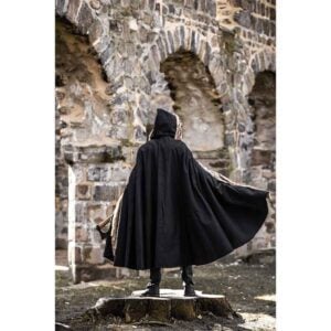Fjell Faux Fur Trim Viking Cape - Black