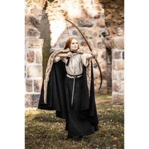 Fjell Faux Fur Trim Viking Cape - Black