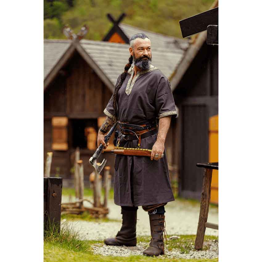 Richard Short Sleeve Viking Tunic - Dark Brown - Medieval Collectibles