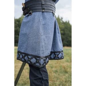 Erik Leather Trim Viking Tunic - Blue-Grey