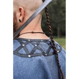 Erik Leather Trim Viking Tunic - Blue-Grey