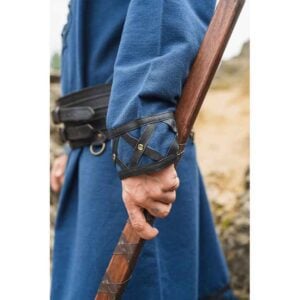 Erik Leather Trim Viking Tunic - Dark Blue