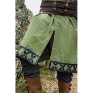 Erik Leather Trim Viking Tunic - Green