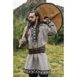 Erik Leather Trim Viking Tunic - Sand