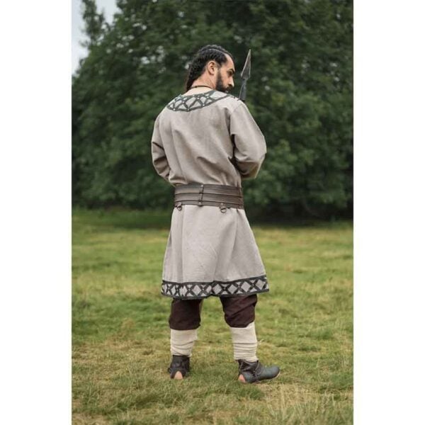 Erik Leather Trim Viking Tunic - Sand
