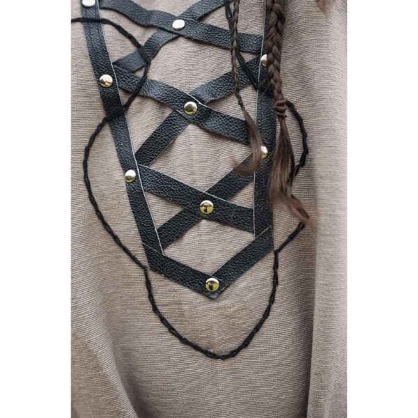 Erik Leather Trim Viking Tunic - Sand