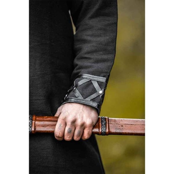 Erik Leather Trim Viking Tunic - Black