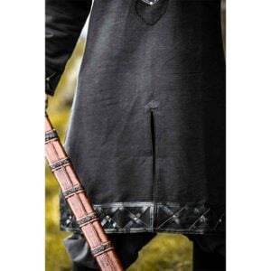 Erik Leather Trim Viking Tunic - Black