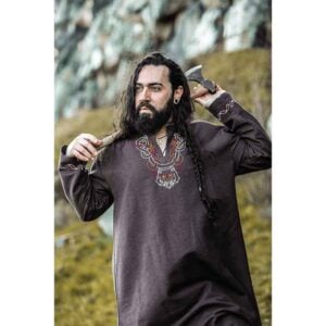 Freki Embroidered Viking Tunic - Brown