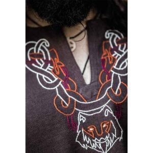 Freki Embroidered Viking Tunic - Brown