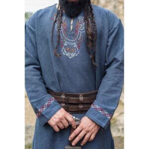 Freki Embroidered Viking Tunic - Blue-Grey