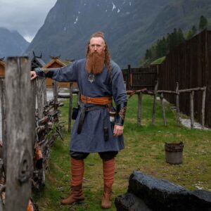 Freki Embroidered Viking Tunic - Blue-Grey