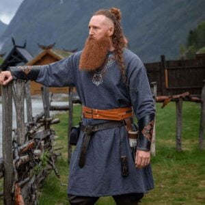 Freki Embroidered Viking Tunic - Blue-Grey