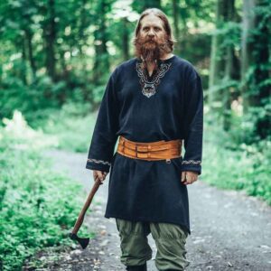 Freki Embroidered Viking Tunic - Black