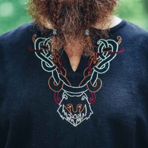 Freki Embroidered Viking Tunic - Black