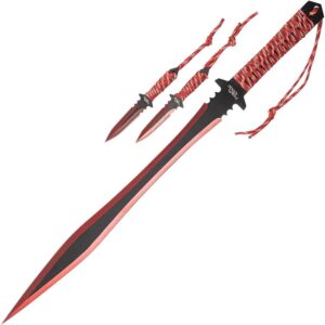 Red Fantasy Machete and Knife Set
