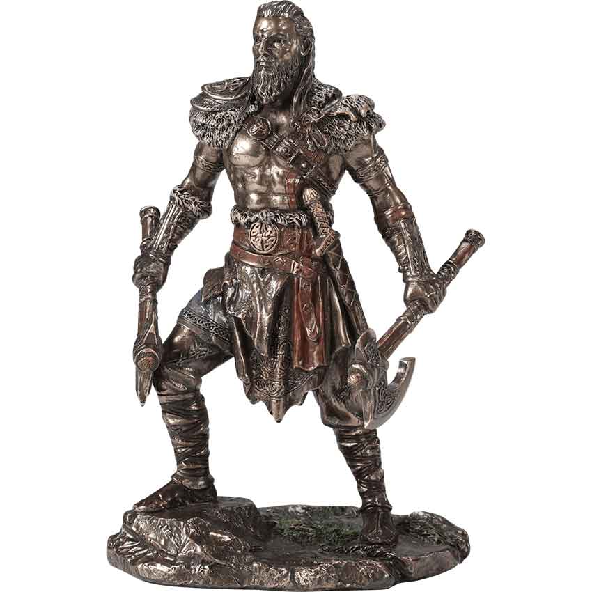 Dual Axe Viking Warrior Statue