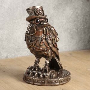 Bronze Steampunk Raven Statue