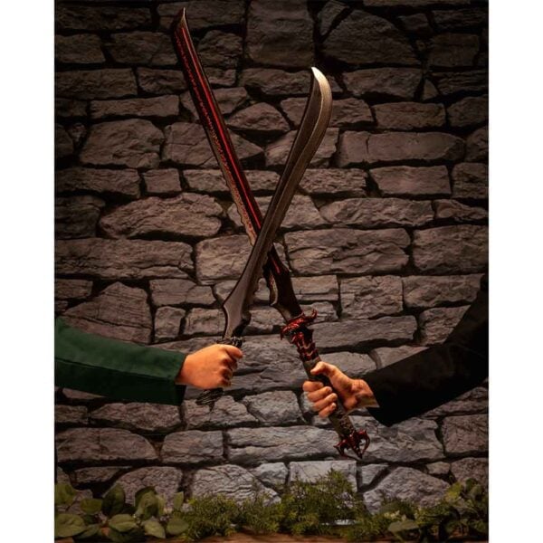 Engraved Dark Blood LARP Katana - Red - 44 Inches