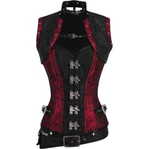 Maroon and Black Gothic Corset with Jacket