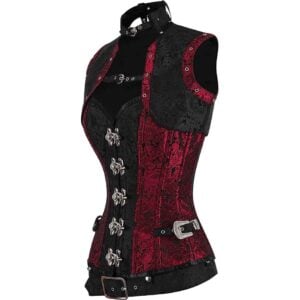 Maroon and Black Gothic Corset with Jacket