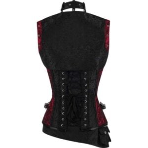 Maroon and Black Gothic Corset with Jacket