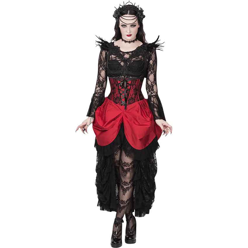 Finnur Red and Black Gothic Underbust Corset Skirt