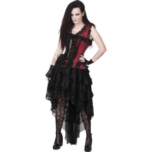 Afolabi Maroon and Black Victorian Gothic Corset Dress