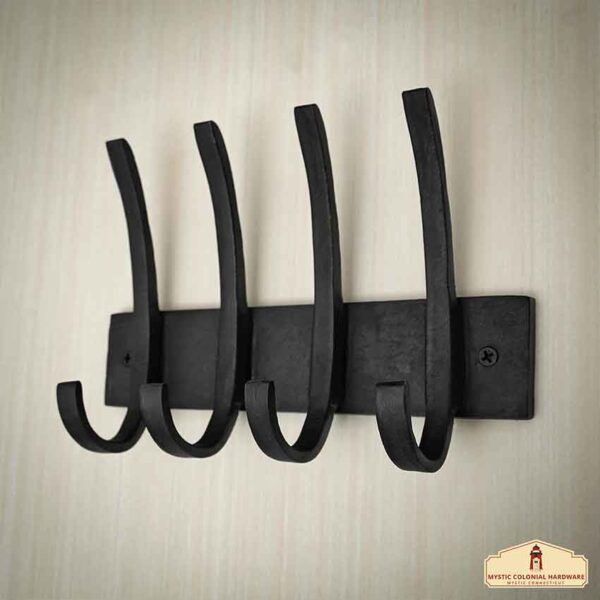 Wall Mounted 4 Hook Iron Rack