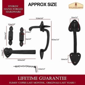 Black Iron Heart Locking Door Latch