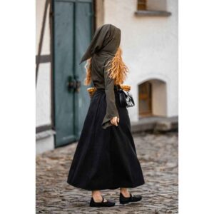 Lea Hooded Medieval Blouse - Olive Green