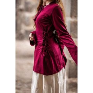 Lea Hooded Medieval Blouse - Wine Red