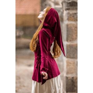 Lea Hooded Medieval Blouse - Wine Red