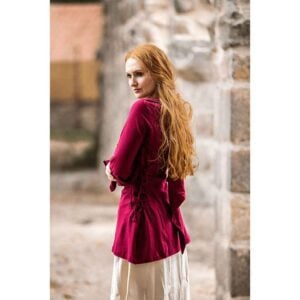 Lea Hooded Medieval Blouse - Wine Red