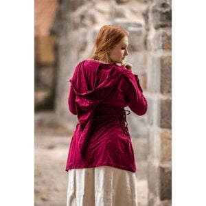 Lea Hooded Medieval Blouse - Wine Red