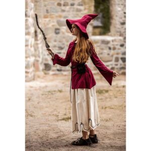Lea Hooded Medieval Blouse - Wine Red
