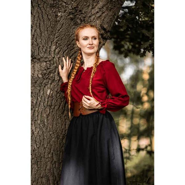 Edith Medieval Blouse - Red