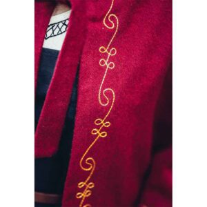 Runa Embroidered Medieval Hood - Red