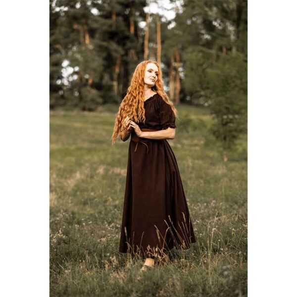 Melisande Short Sleeve Medieval Gown - Brown