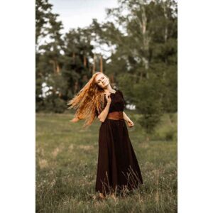 Melisande Short Sleeve Medieval Gown - Brown