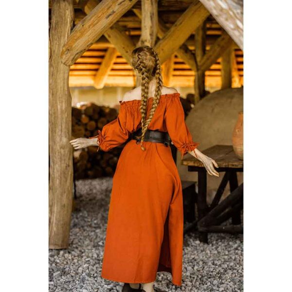 Melisande Short Sleeve Medieval Gown - Rust