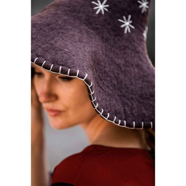 Star Wool Witch Hat - Brown