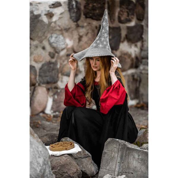 Star Wool Witch Hat - Grey