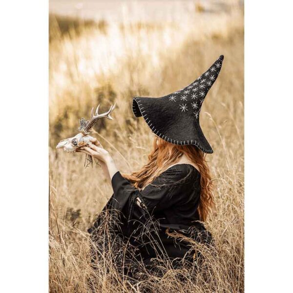 Star Wool Witch Hat - Black