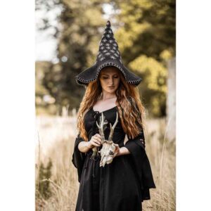 Star Wool Witch Hat - Black