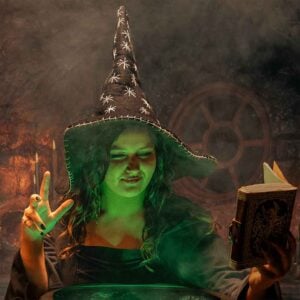 Star Wool Witch Hat - Black