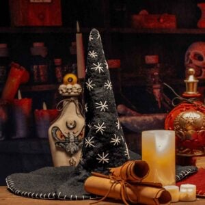 Star Wool Witch Hat - Black